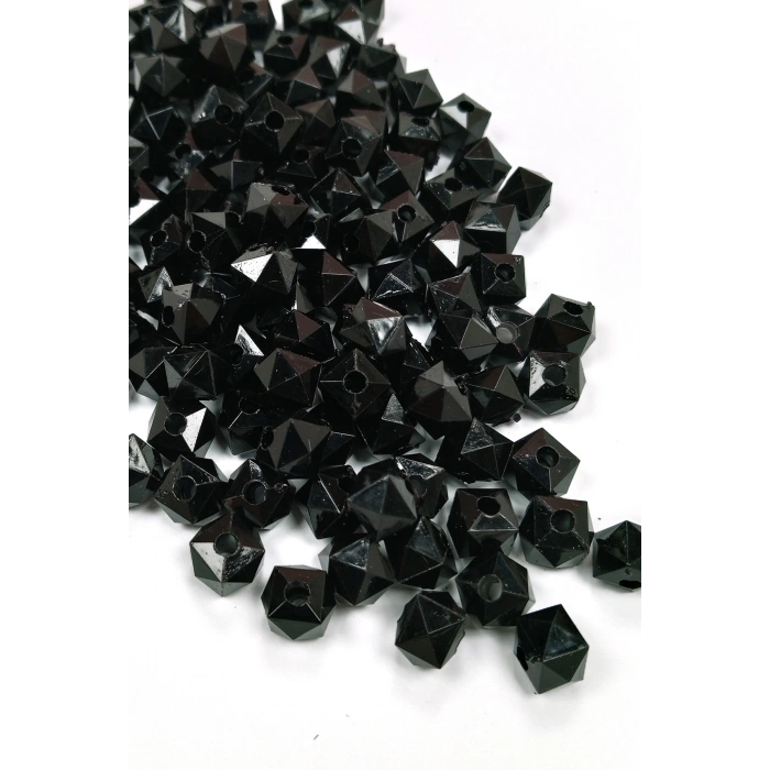 Küp Boncuk İçten Boncuklu Bileklik Çanta Boncuğu 10 mm 50 gr Siyah - BNC457