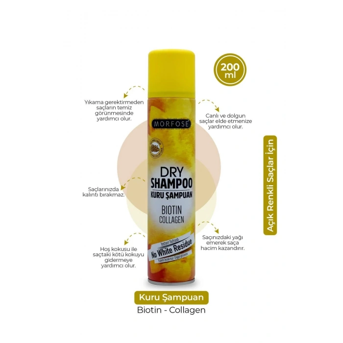 Kuru Şampuan Biotin Collagen 200 ML - Açık Renkli Saçlar - mrfs