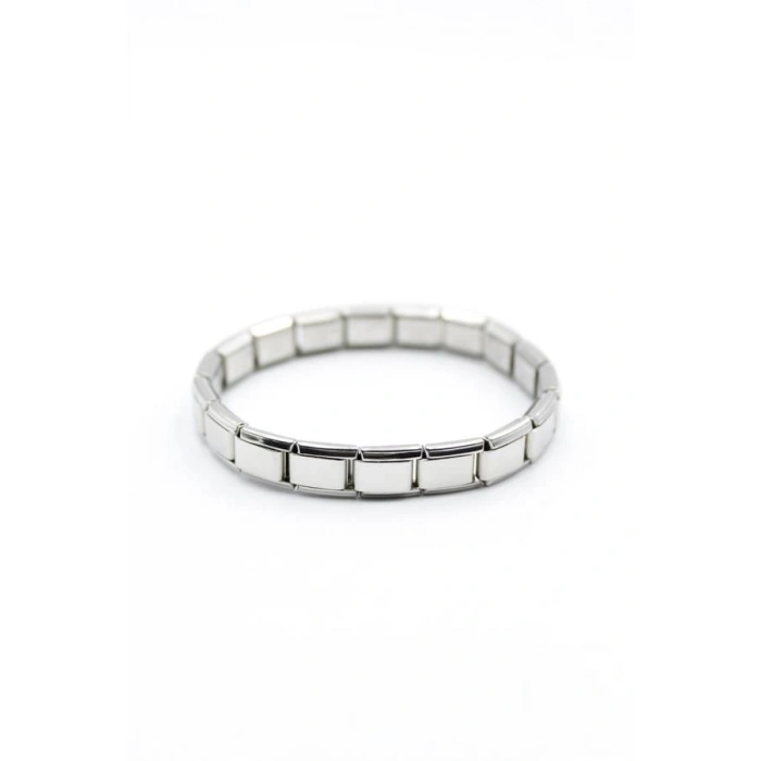 Lastikli Çelik Bileklik - Gümüş