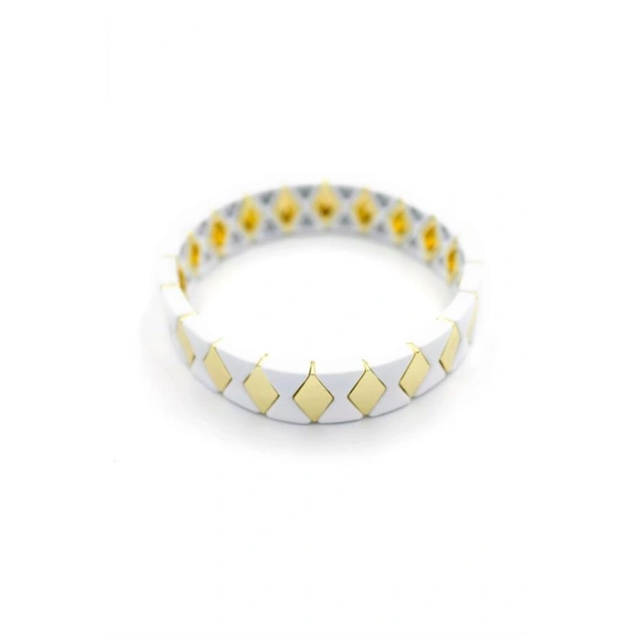 Lastikli Porselen Bilezik - Beyaz