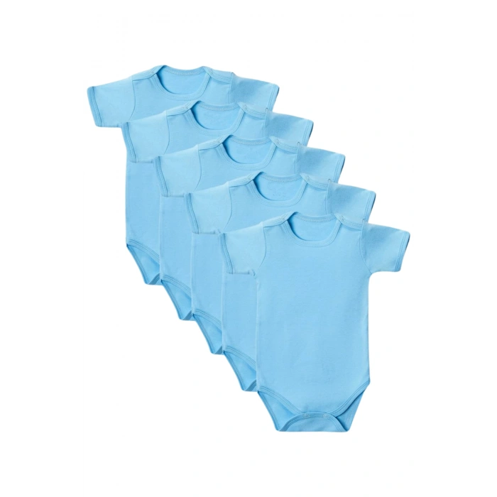 Mavi Yarım Kol Body Zıbın 2-7 YAŞ Çocuklar İçin (5 ADET) Alttan Çıtçıtlı Özel Gereksinimli