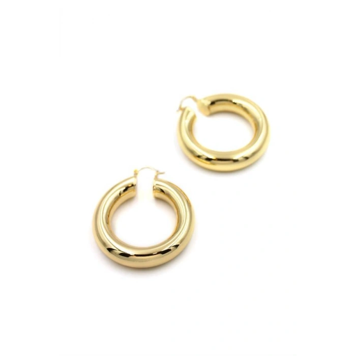 Metal Halka Küpe- Küçük - Altın