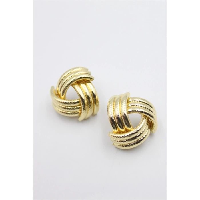 Metal Örgü Küpe - Altın