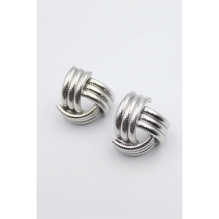 Metal Örgü Küpe - Gümüş