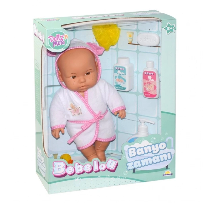 Mey İthalat® 030031 , Bebelou Banyo Zamanı Bebek Seti, 35 cm / +3 yaş