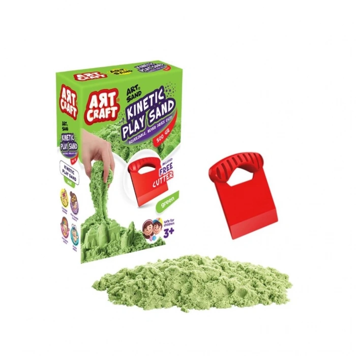 Mey İthalat® 03687  AKSESUARLI YEŞİL KİNETİK OYUN KUMU 500 GR
