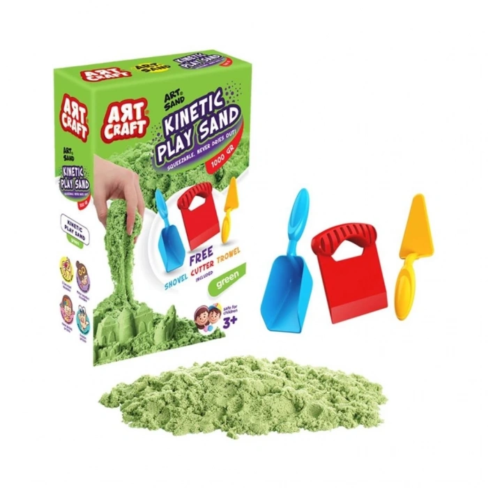 Mey İthalat® 03692 AKSESUARLI YEŞİL KİNETİK OYUN KUMU 1000 GR