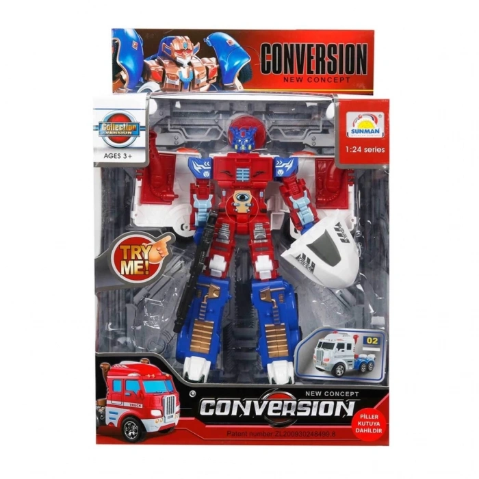Mey İthalat® 1:24 Sesli ve Işıklı Dönüşebilen Robot 22 cm
