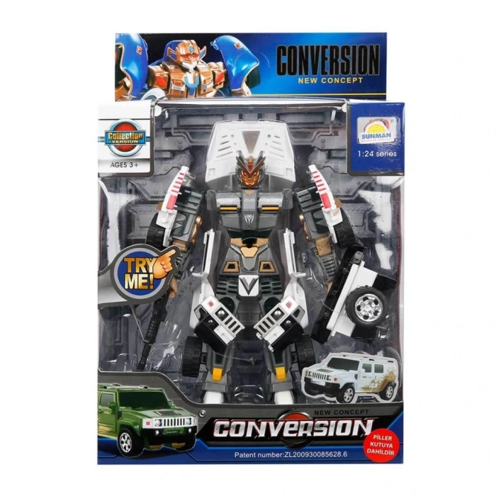 Mey İthalat® 1:24 Sesli ve Işıklı Dönüşebilen Robot 22 cm