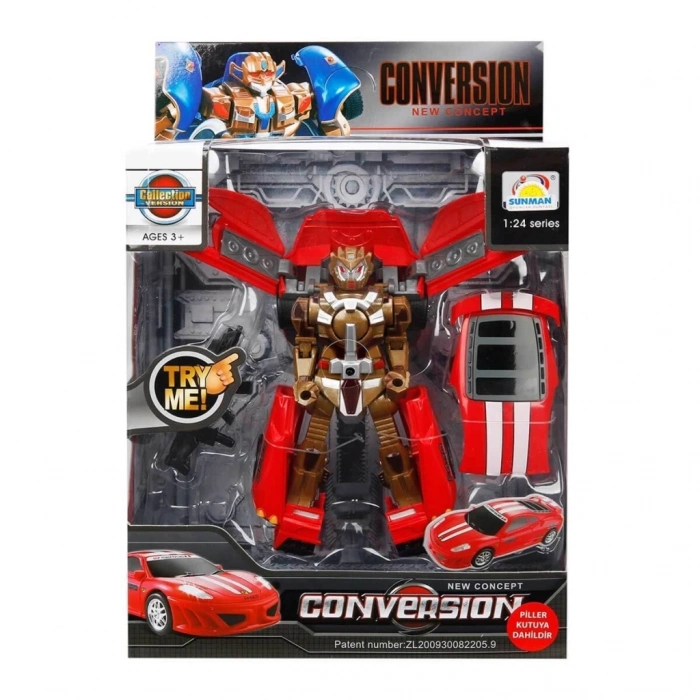 Mey İthalat® 1:24 Sesli ve Işıklı Dönüşebilen Robot 22 cm