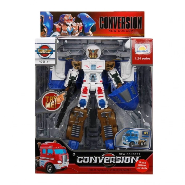 Mey İthalat® 1:24 Sesli ve Işıklı Dönüşebilen Robot 22 cm