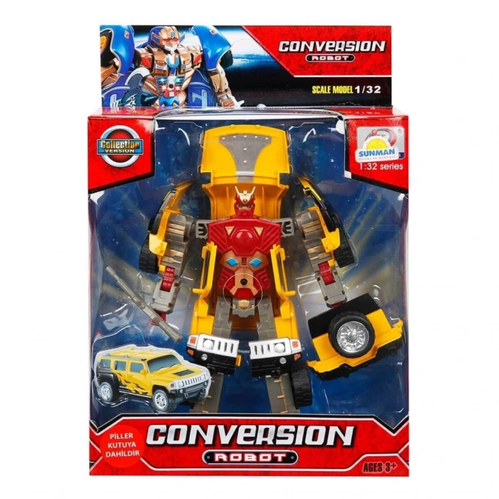 Mey İthalat® 1:32 Sesli ve Işıklı Dönüşebilen Robot