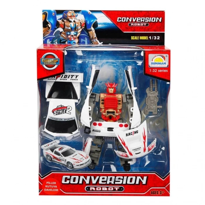 Mey İthalat® 1:32 Sesli ve Işıklı Dönüşebilen Robot
