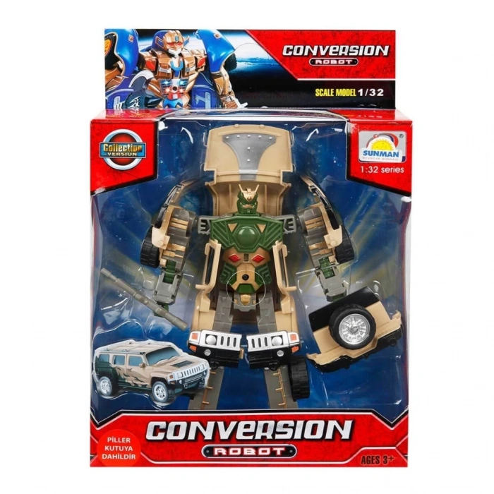Mey İthalat® 1:32 Sesli ve Işıklı Dönüşebilen Robot