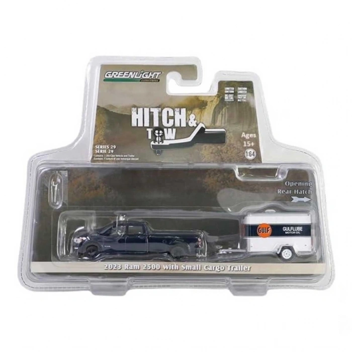 Mey İthalat® 1/64 2023 Ram 2500 With Small Cargo Trailer Model Araba