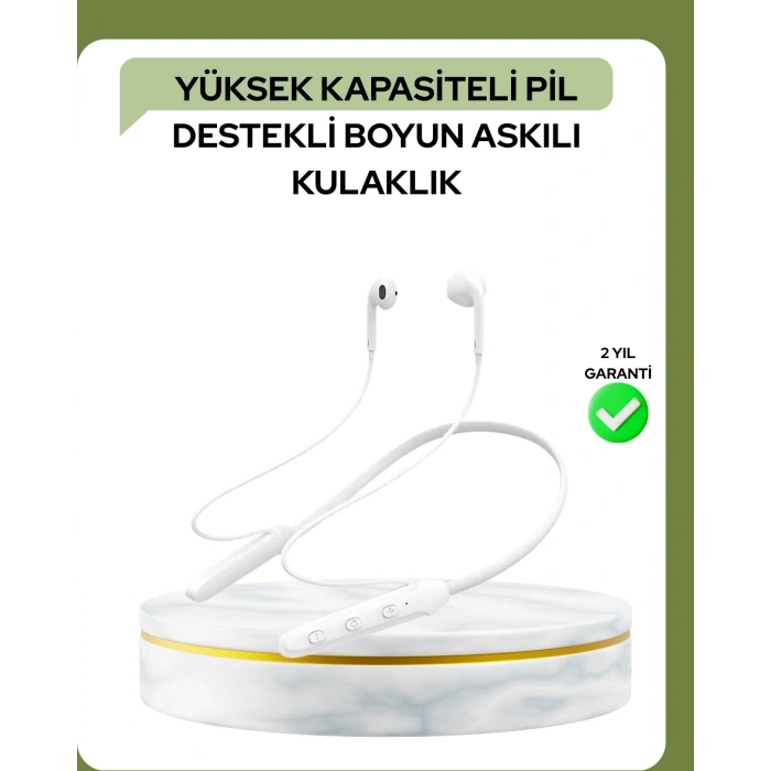 Mey İthalat® 100 Saat Pil Ömrü Boyun Askılı Bluetooth Kablosuz Kulaklık