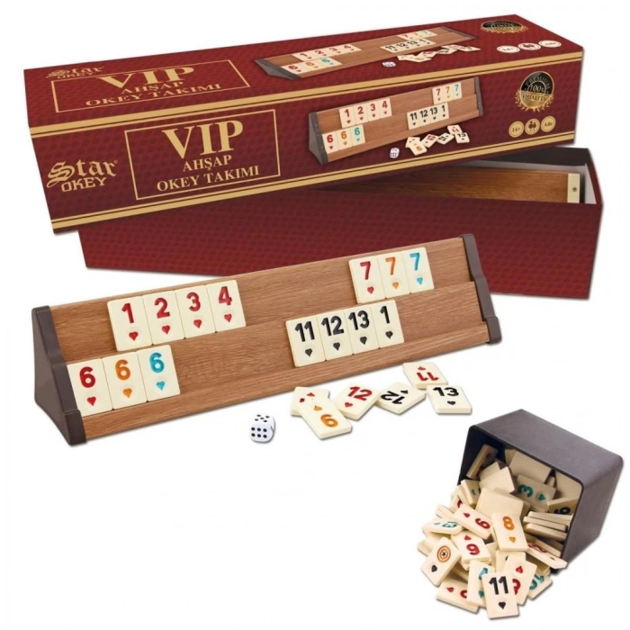 Mey İthalat® 1010464 VİP Ahşap Okey Takımı Açık Renk ,Star okey