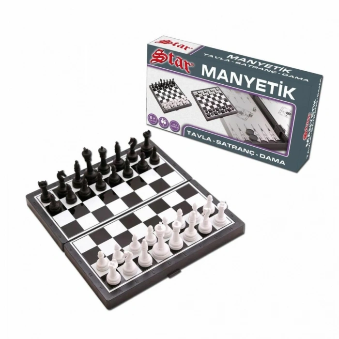 Mey İthalat® 1050170 Manyetik Satranç-Tavla 2si 1 Arada -okey
