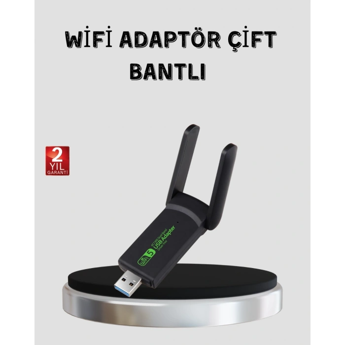 Mey İthalat® 1200 Mbps Dual Band WiFi Adaptör – 5.8G & 2.4G Çift Antenli