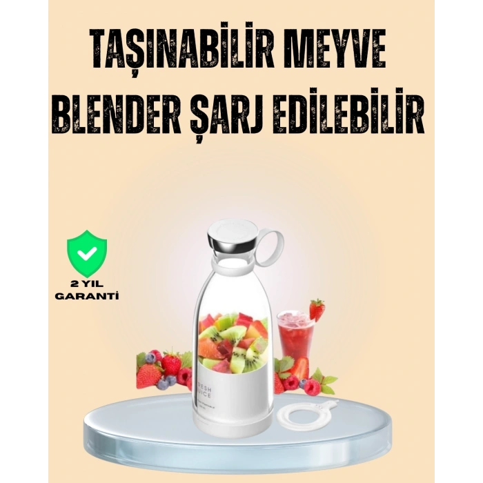 Mey İthalat® 1200mAh Şarjlı, Hafif ve Pratik Taşınabilir Blender