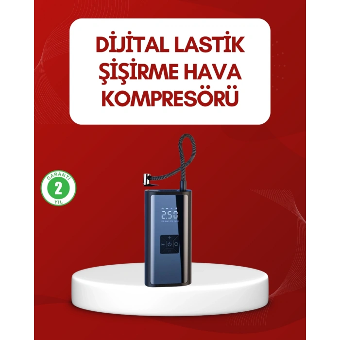 Mey İthalat® 12V Uyumlu Çok İşlevli Akıllı Araç Lastik Pompası
