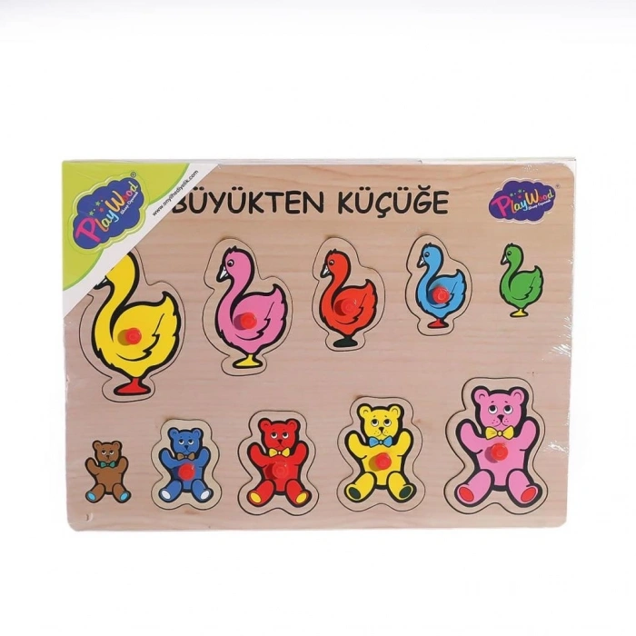 Mey İthalat® 131-132 ONY Ahşap Tutmalı Puzzle Büyükten Küçüğe -Onyıl