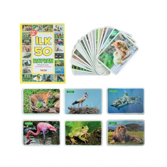 Mey İthalat®  1352FlashCardsİlk50Hayvan-Dıytoy