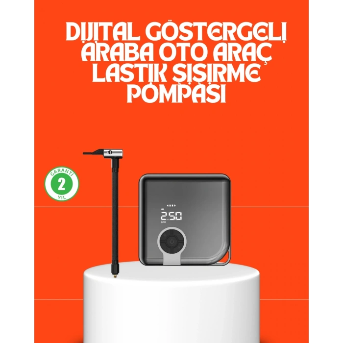 Mey İthalat® 150 PSI Yüksek Basınç Kapasiteli Kablosuz Lastik Pompası