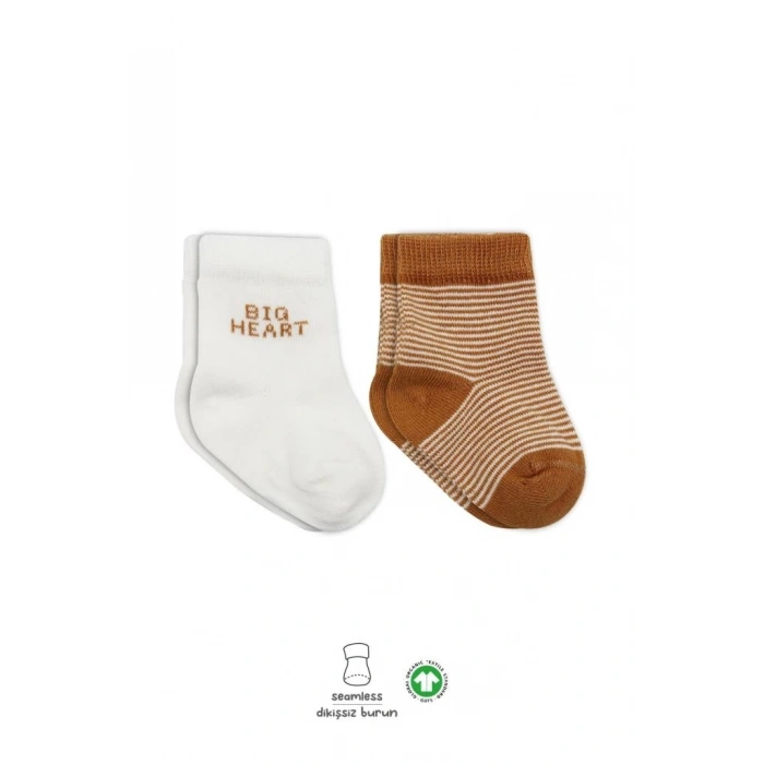 Mey İthalat®   2Li Big Heart Penye Soket Çorap 10117 Hardal