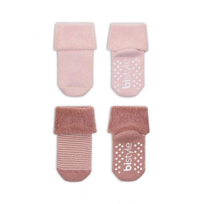 Mey İthalat®   2Li Çemberli Kaymaz Havlu Soket Çorap 10503 Pudra Pembe