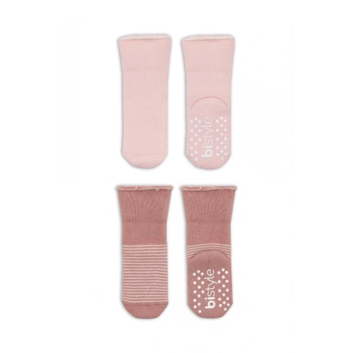Mey İthalat®   2Li Çemberli Kaymaz Havlu Soket Çorap 10503 Pudra Pembe