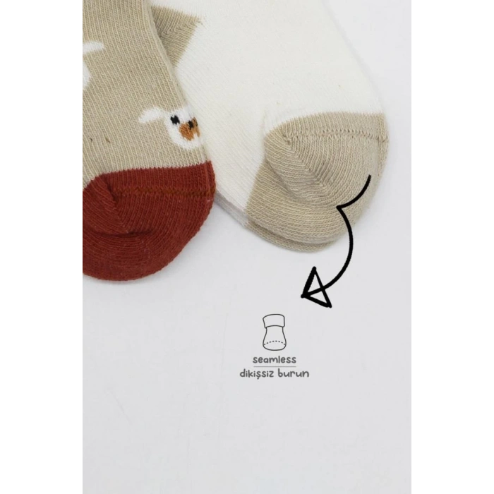 Mey İthalat®   2Li Love Dog Penye Soket Çorap 10118 Bej
