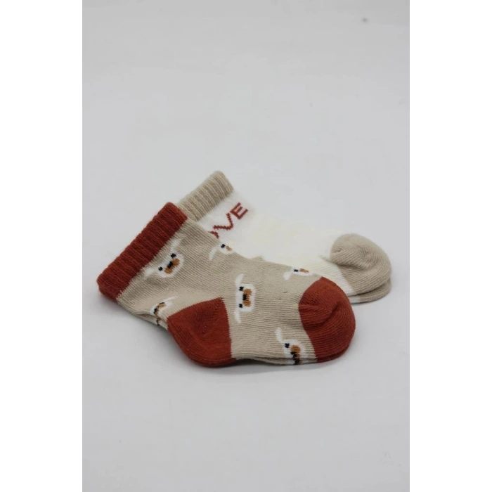 Mey İthalat®   2Li Love Dog Penye Soket Çorap 10118 Bej