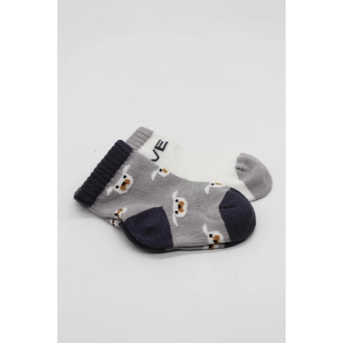 Mey İthalat®   2Li Love Dog Penye Soket Çorap 10118 Gri