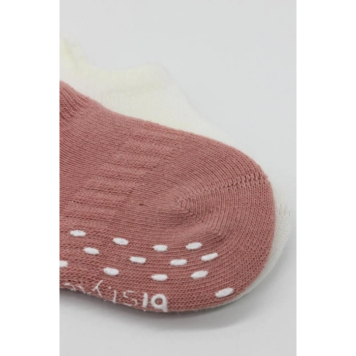 Mey İthalat®   2Li Sneakers Kaymaz Colours Penye Çorap 20104 Ekru Pudra