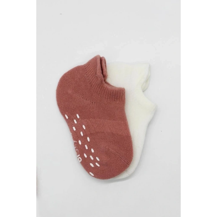 Mey İthalat®   2Li Sneakers Kaymaz Colours Penye Çorap 20104 Ekru Pudra