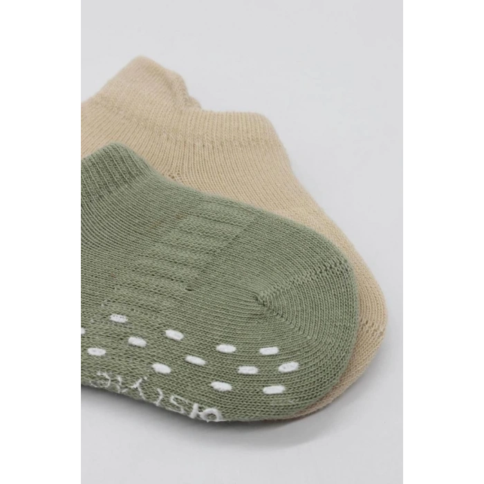 Mey İthalat®   2Li Sneakers Kaymaz Colours Penye Çorap 20104 Nil Bej