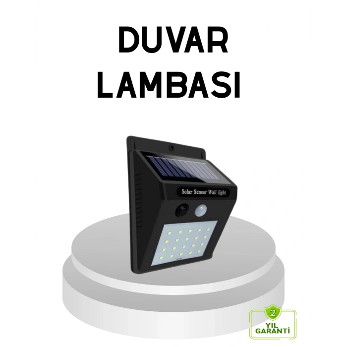 Mey İthalat® 20 LED Güneş Paneli Aydınlatma – Fotoselli ve Hareket Algılamalı Dış Mekan Duvar Lambası