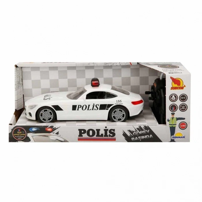 Mey İthalat® 20357 Uzaktan Kumandalı Işıklı Polis Arabası 21 cm