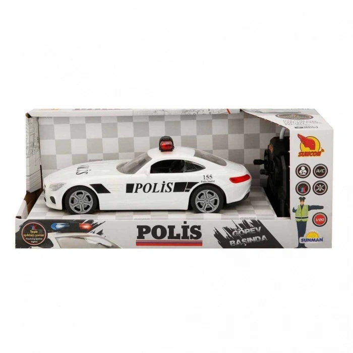 Mey İthalat® 20357 Uzaktan Kumandalı Işıklı Polis Arabası 21 cm