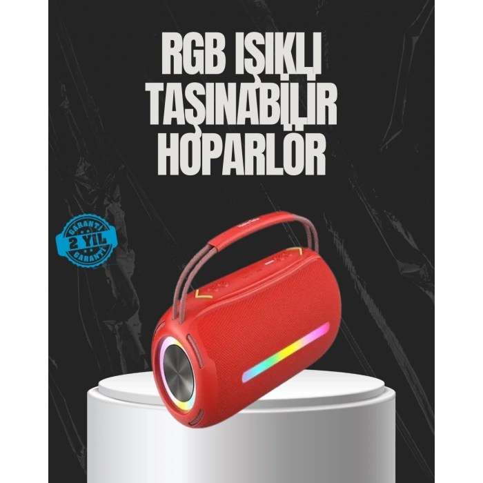 Mey İthalat® 20W Güçlü Ses Çift Sürücülü RGB LED Işıklı Bluetooth 5.3 Hoparlör