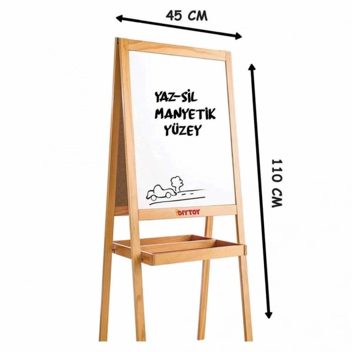 Mey İthalat® 2195 AYAKLI ÇİFT TARAFLI MANYETİK AHŞAP YAZI TAHTASI