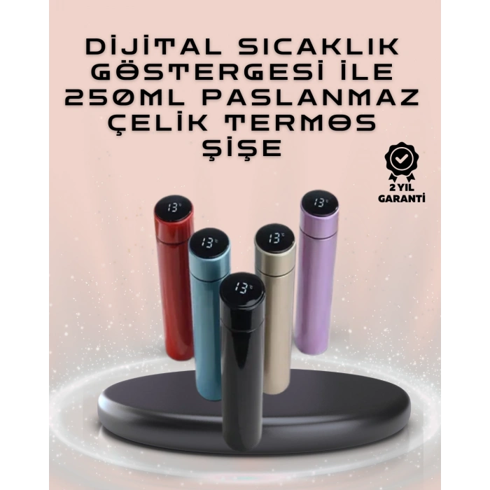 Mey İthalat® 250ml LED Ekranlı Paslanmaz Çelik Akıllı Termos