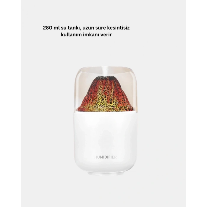 Mey İthalat® 280ml Alev Işıklı Ultrasonik Hava Nemlendirici Sessiz ve USB Şarjlı