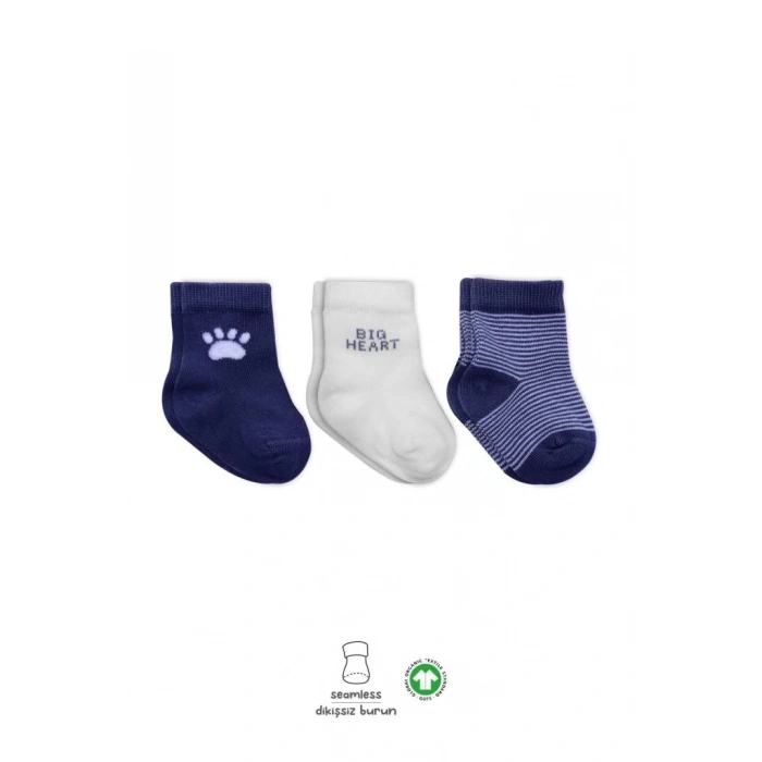 Mey İthalat®   3Lü Penye Soket Çorap 10110 İndigo