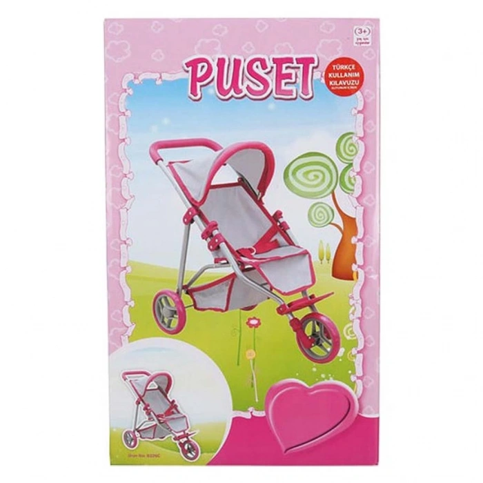 Mey İthalat®  3 Tekerlekli Pembe Gri Puset