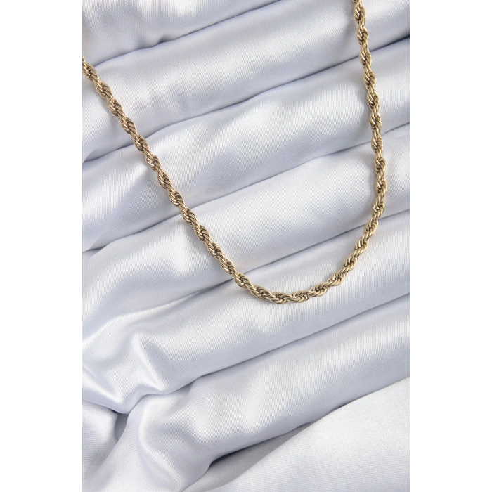 Mey İthalat® 316L Çelik Gold Renk 60 cm Burgu Model Kadın Kolye