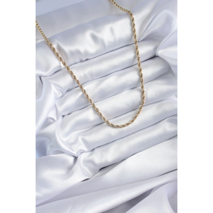 Mey İthalat® 316L Çelik Gold Renk 60 cm Burgu Model Kadın Kolye