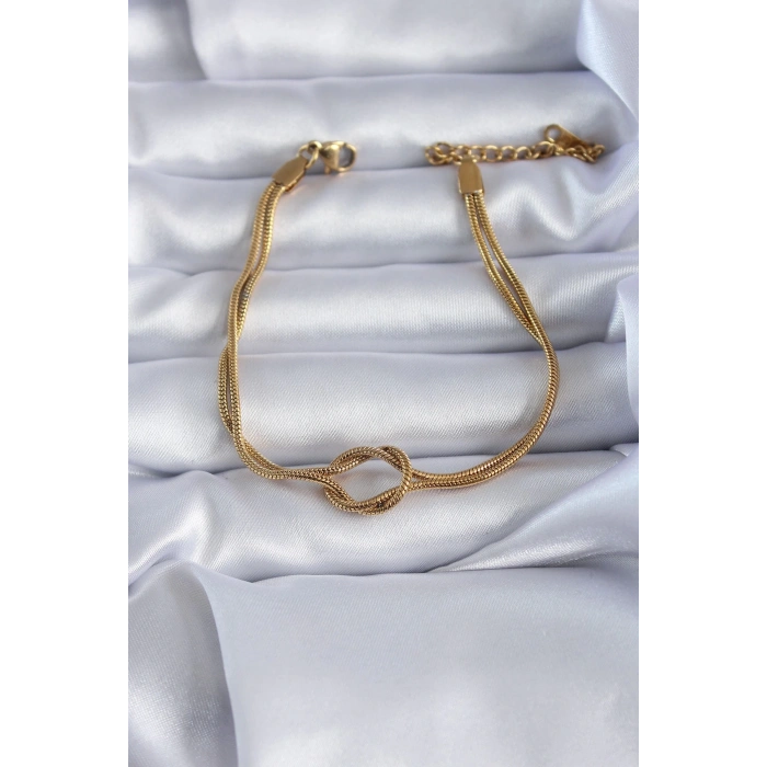 Mey İthalat® 316L Çelik Gold Renk Düğüm Model Kadın Bileklik