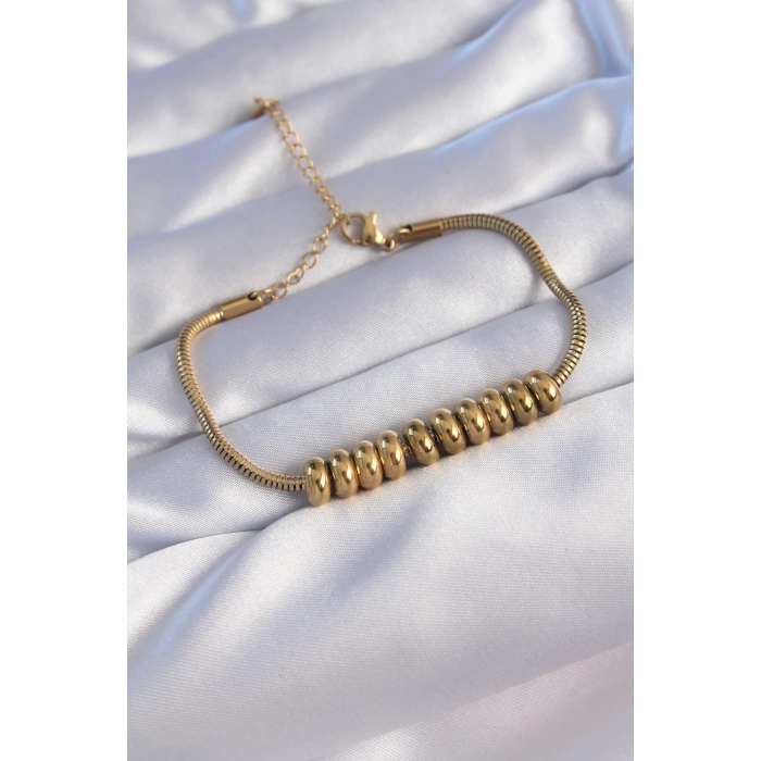 Mey İthalat® 316L Çelik Gold Renk Oval Figürlü Bileklik